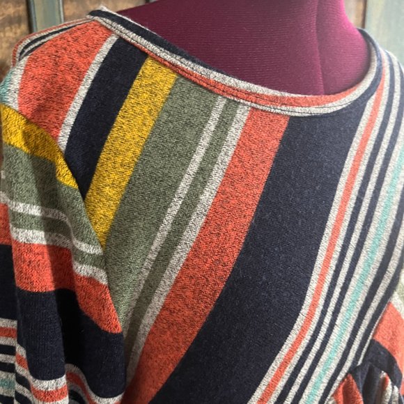 2 FOR $25 - Egy California Criss-Cross Striped Empire Waist Long Sleeve Dress - Picture 2 of 4